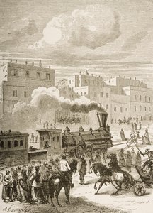 カリフォルニア州サンフランシスコのストリート、「アメリカンピクチャーズ」より1876 作： English School
